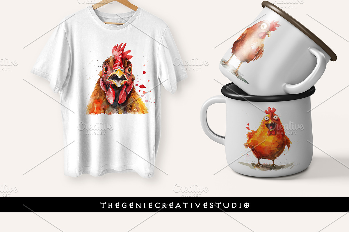 Funny Chicken PNG Clipart Set, an Animal Illustration by Geniecreativestudio (Photo 7 of 9)