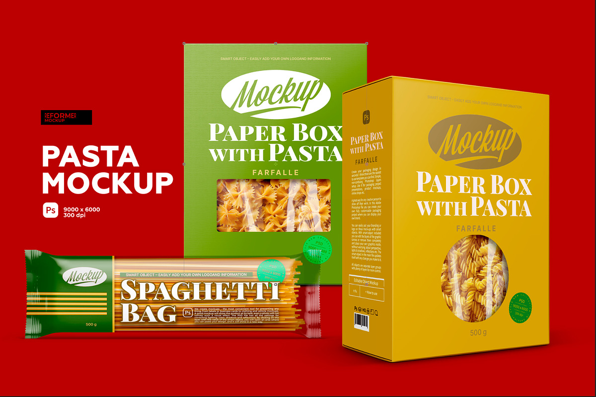 Pasta Mockup, a Packaging Mockup by Reformer Mockup (Photo 3 of 5)
