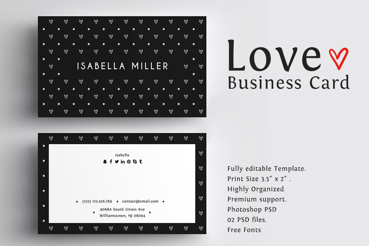 Love Business Card, a Business Card Template by CodePower (Photo 1 of 3)