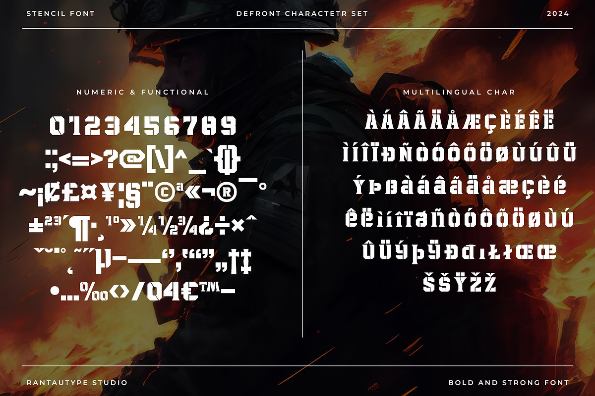 Defront Stencil Font, a Sans Serif Font by RantautypeStudio (Photo 15 of 15)