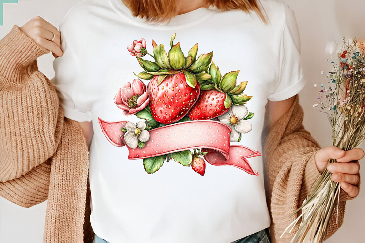 Whimsical Spring Strawberry Clipart, an Illustration by SVGArt (Photo 7 of 9)
