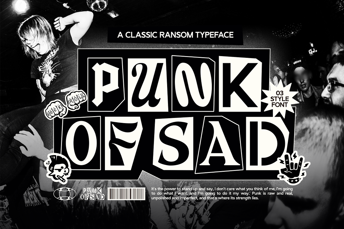 Punk Of Sad Font, a Symbol Font by Marvadesign (Photo 1 of 8)