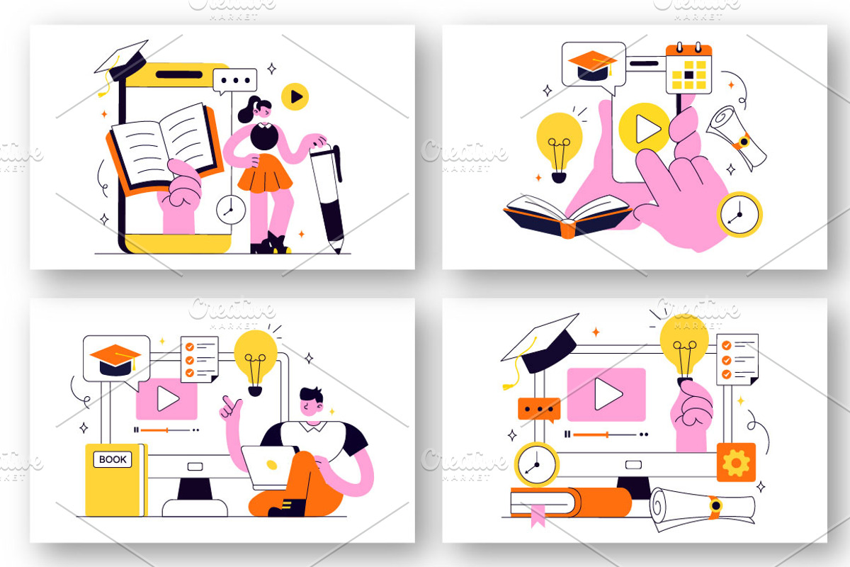 10 Online Course Vector Illustration, an Education Illustration by denayunebgt (Photo 3 of 4)