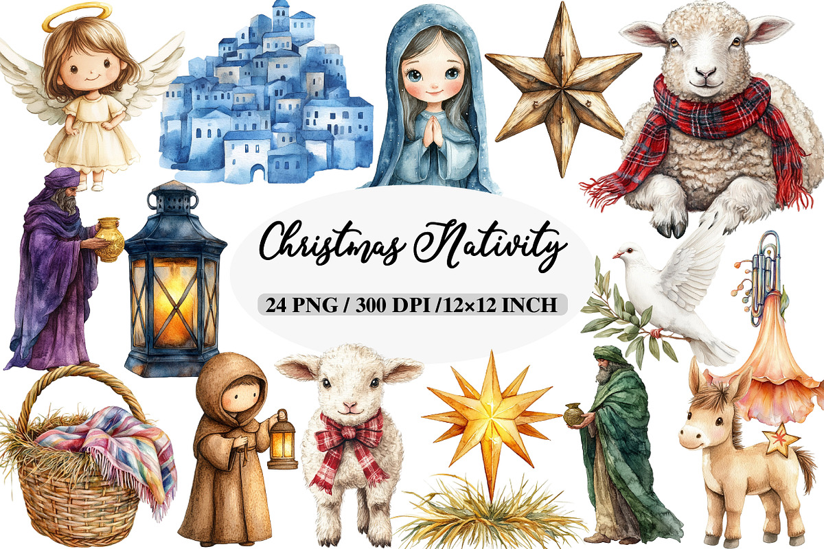 Cute Christmas Nativity Clipart, an Illustration by Daily.Designs (Photo 1 of 5)