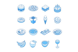 Isometric food outline icons, a Food Illustration by Valerie Bodnar