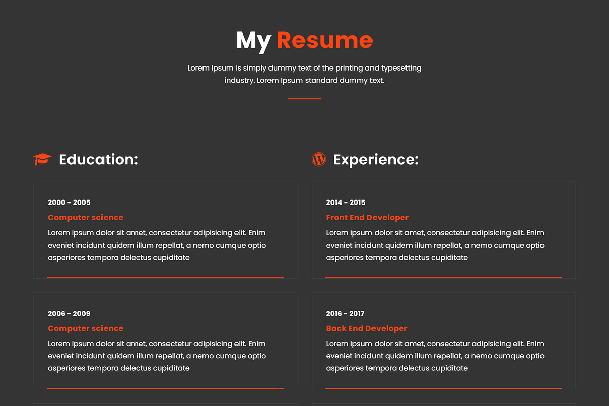 Razu - Dark Developer Portfolio HTML, a Bootstrap Template by Themeplaza (Photo 4 of 6)