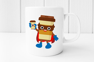 Funny Super Coffee Cup Clipart