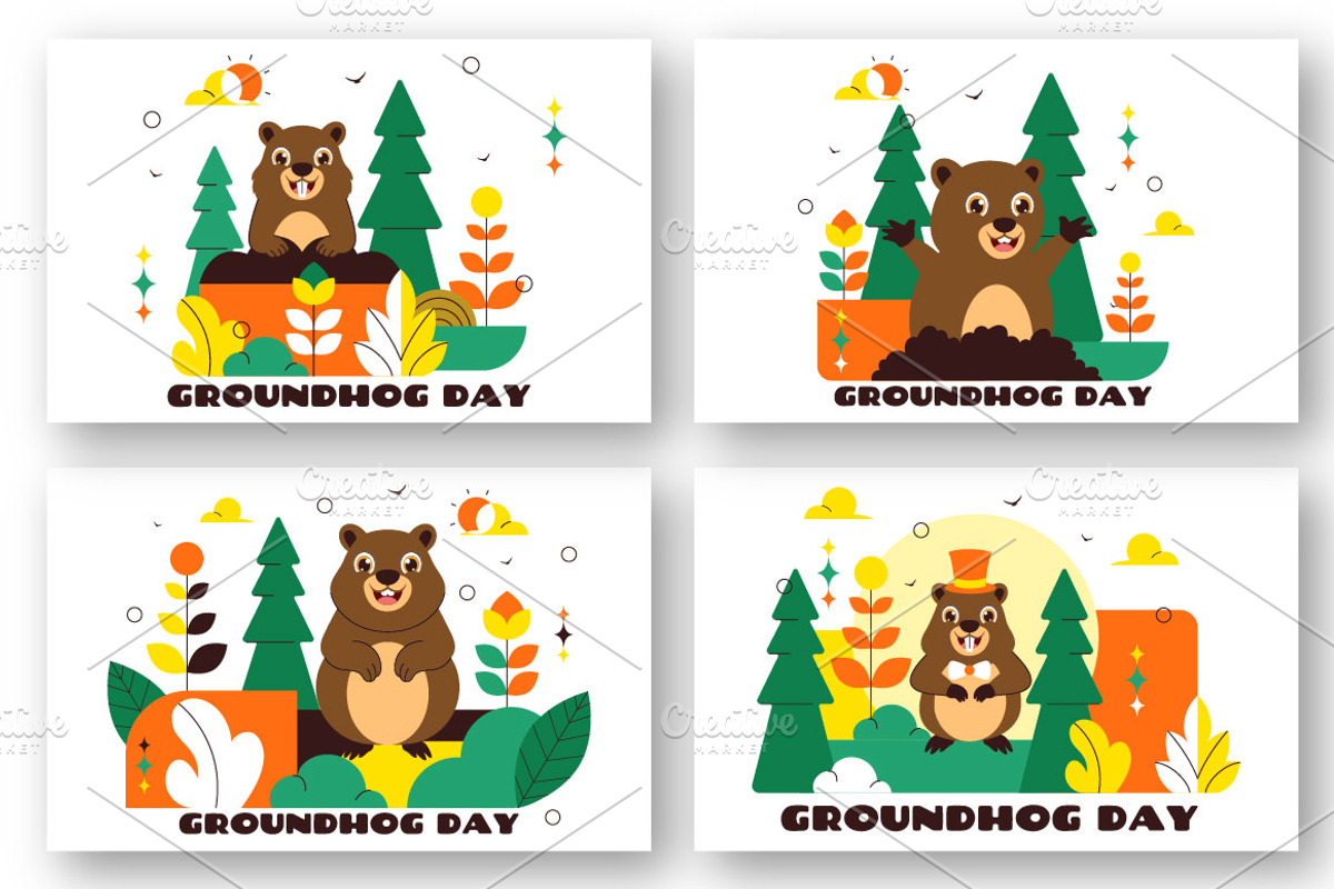 10 Happy Groundhog Day Illustration, an Animal Illustration by denayunebgt (Photo 2 of 4)