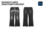 washed flares sweatpants mockup, a Bottom Mockup by yalanois (Thumbnail 1 of 5)