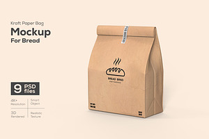Kraft paper bag mockup for bread