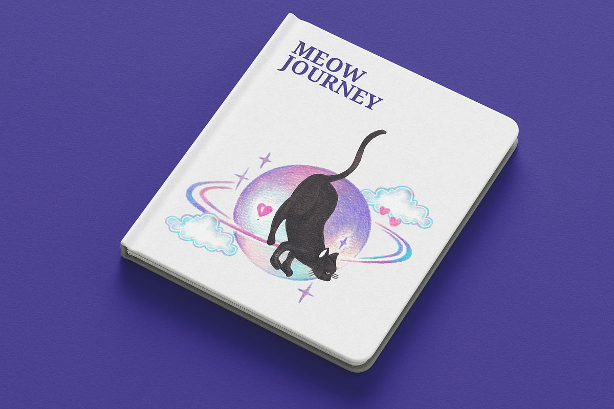 Y2K Galaxy Meow Hand Drawn Digital, an Animal Illustration by CreativeValuation (Photo 9 of 12)