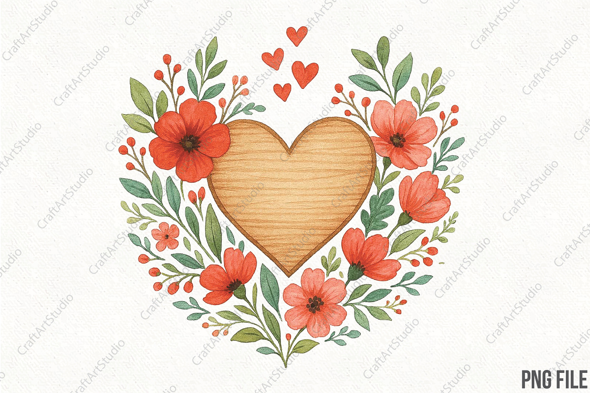 Valentine's Day Wooden PNG, an Illustration by CraftArtStudio (Photo 1 of 4)