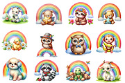 Rainbow Clipart, Rainbow Animals Png, an Illustration by Designworld (Thumbnail 4 of 6)