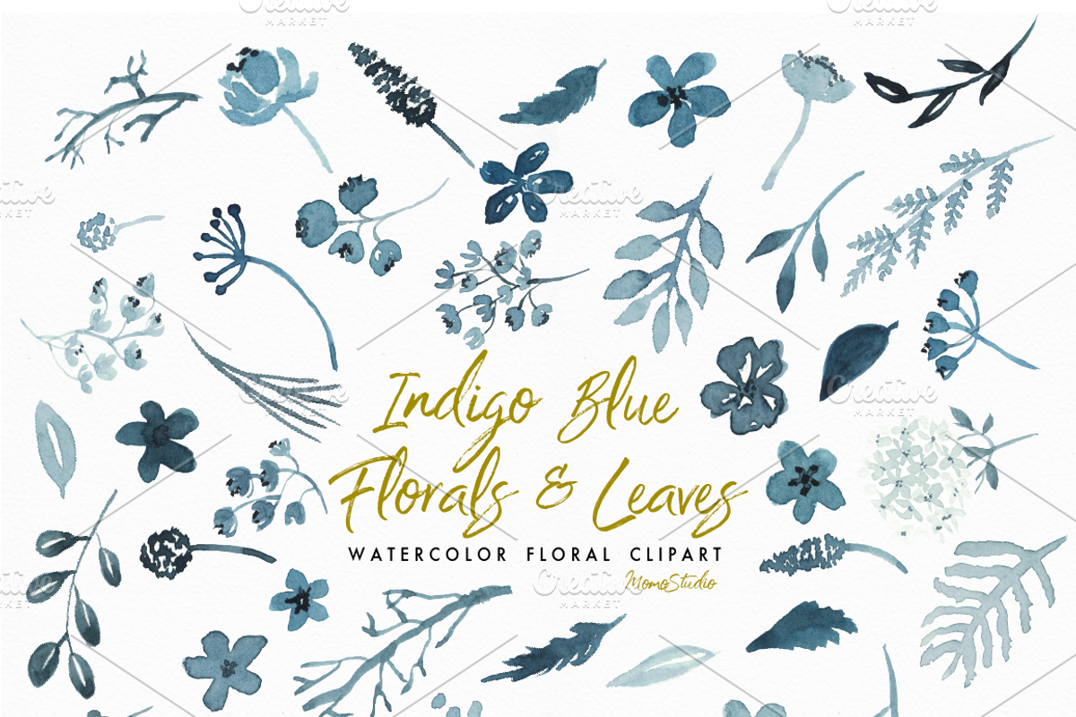 Indigo Blue Florals and Leaves, an Illustration by Momo Studio (Photo 8 of 8)