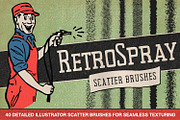 40 Retro Spray Illustrator Brushes, a Brush Add-On by Brigantine Designs (Thumbnail 1 of 5)