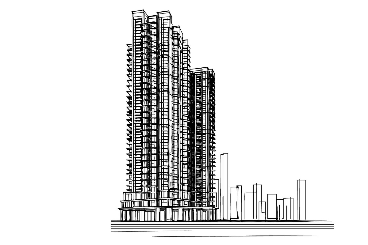 High-rise building sketch, an Illustration by Sketching (Photo 3 of 3)