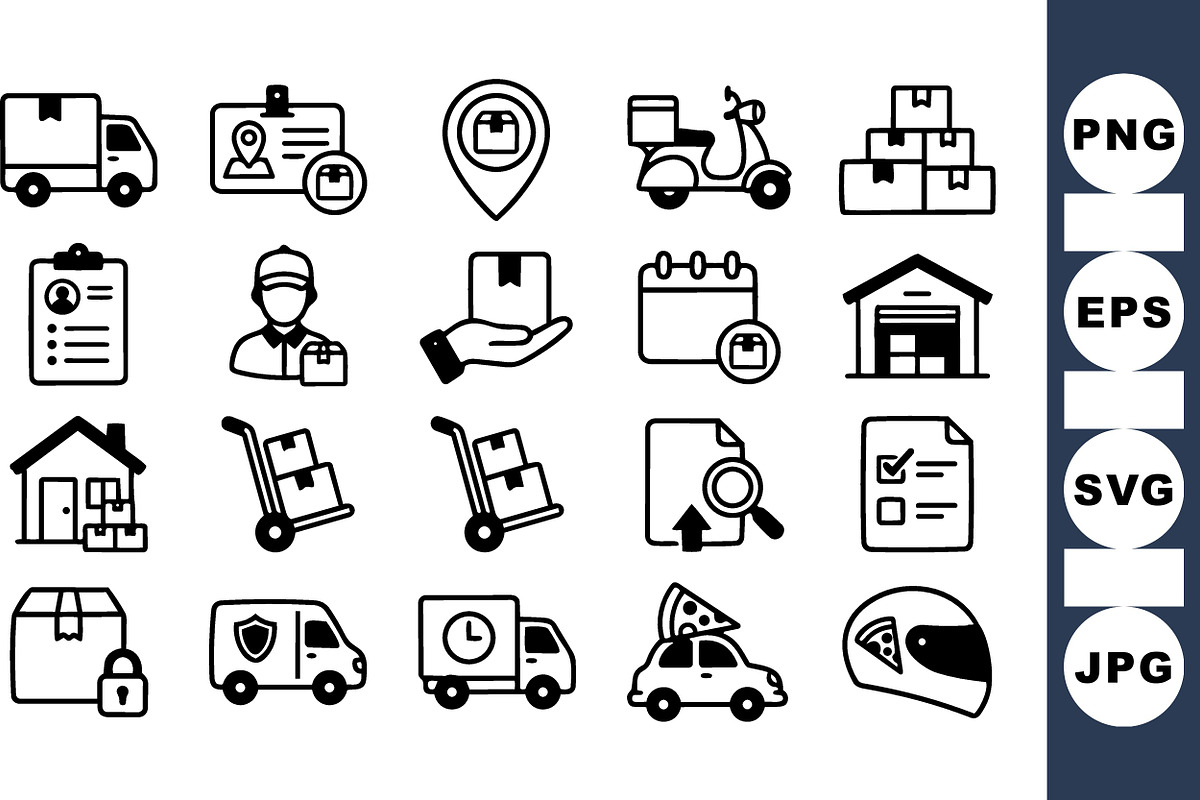 Delivery and Shipping Icon Set, an Illustration by designvectx (Photo 1 of 3)