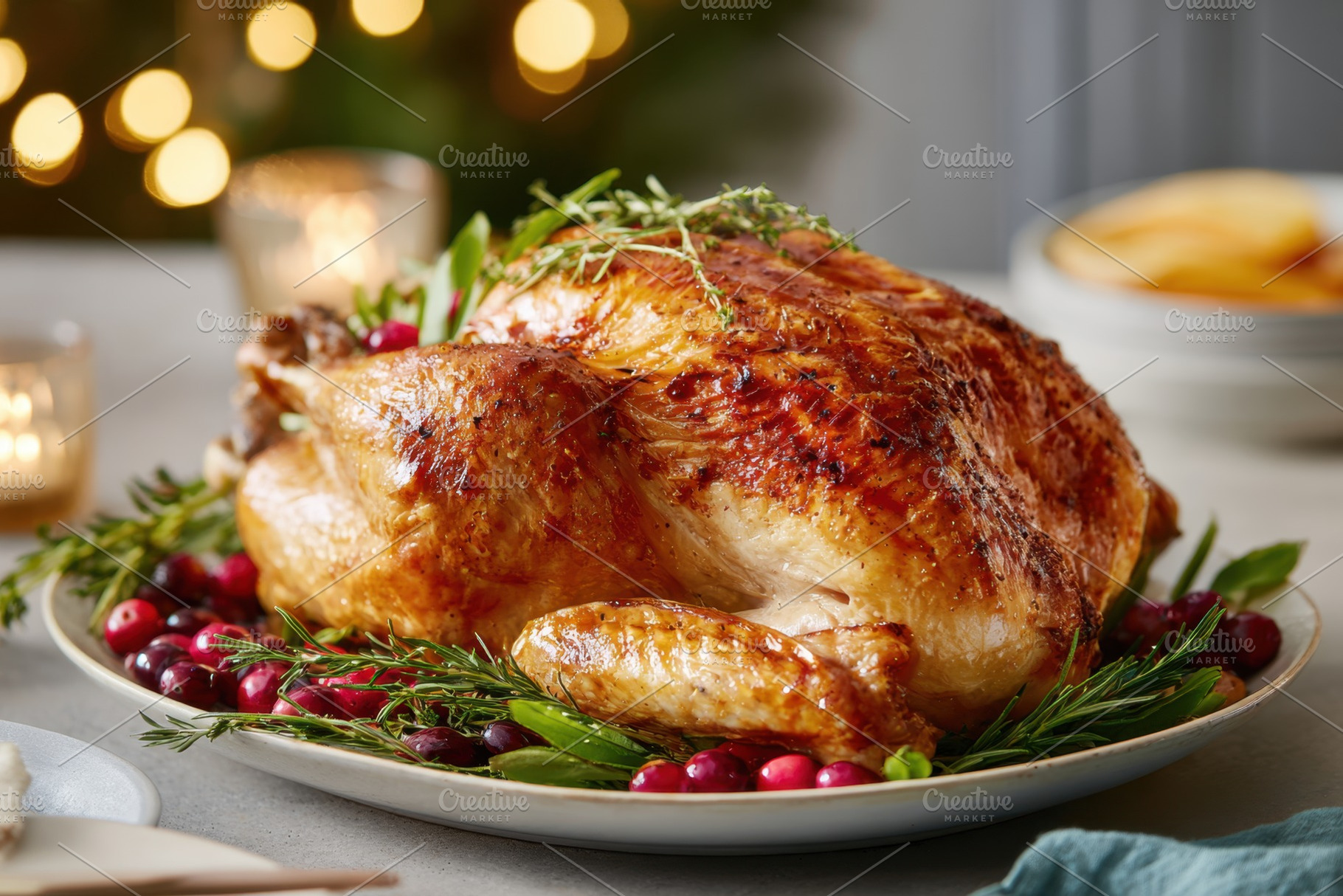 Roasted chicken with herbs and cranberries, a Food & Drink Photo by AlyaAnd