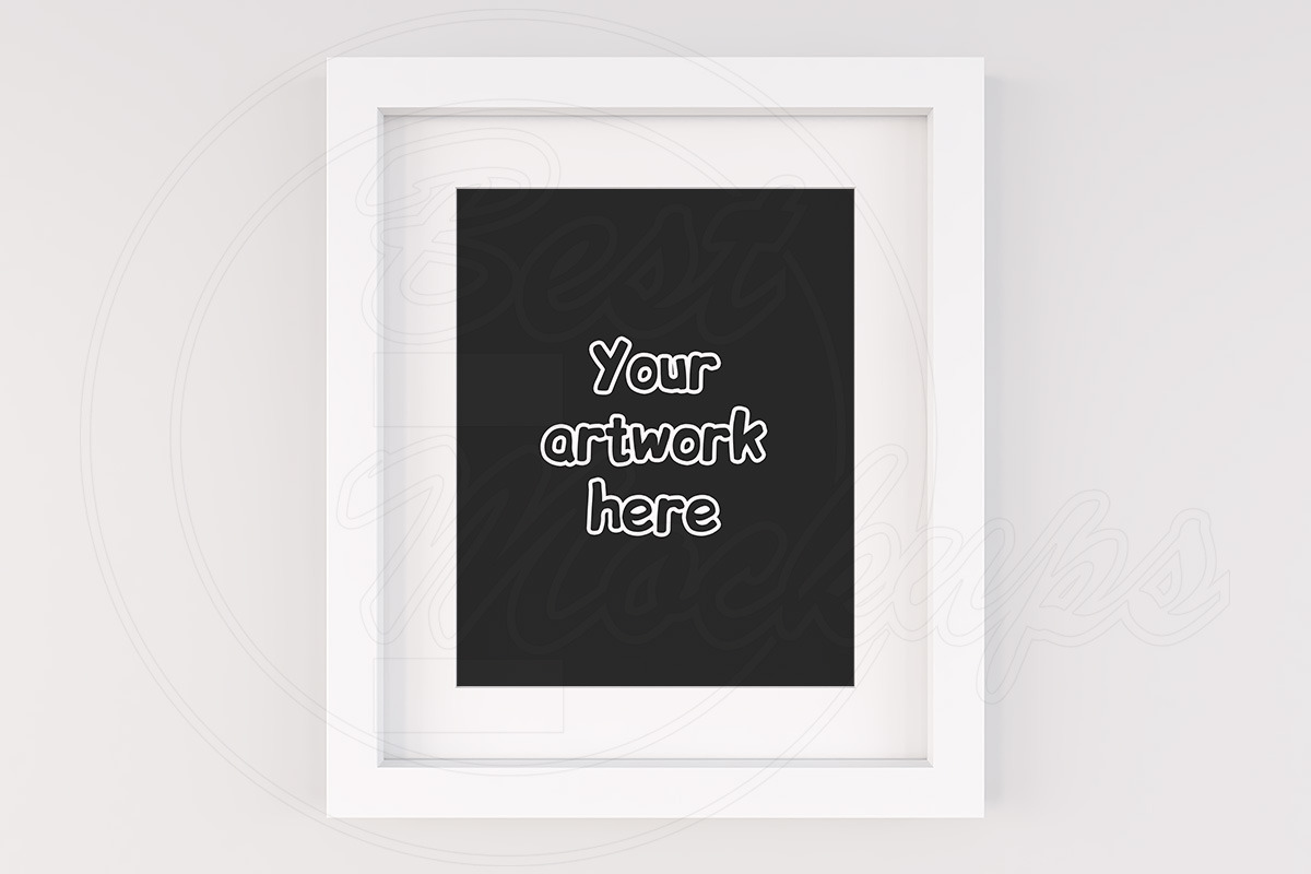 Basic white frame mockup with matt, a Print Template by BestMockups