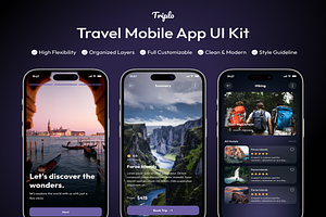 Triplo - Travel Mobile App UI Kit, an UI Kit Template by Creative Perspective