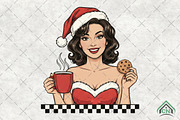 Retro Girl Christmas Coffee Club PNG, an Illustration by Craft Nest (Thumbnail 1 of 6)