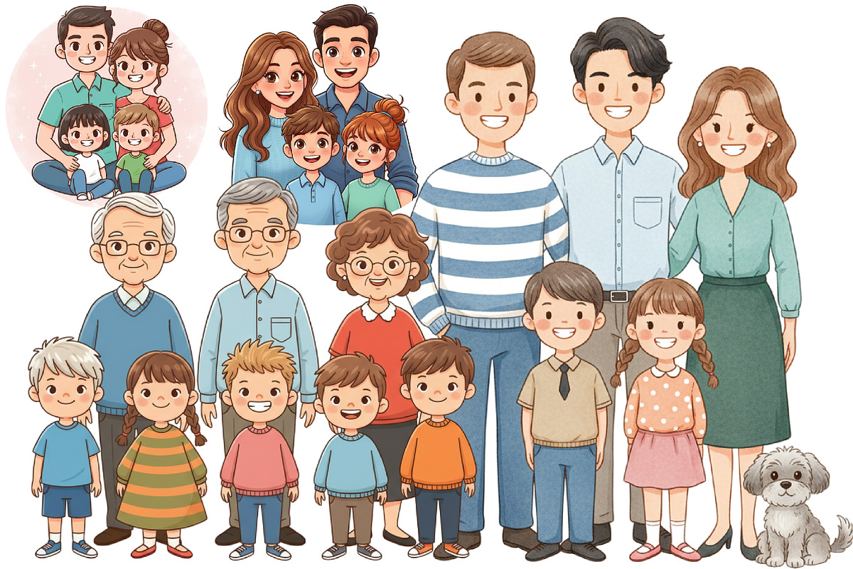 Watercolor Family Clipart, an Illustration by DreamArtGraphic (Photo 3 of 5)