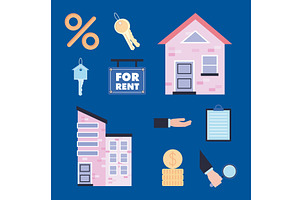 ten rent house items, an Object Illustration by studiogstock