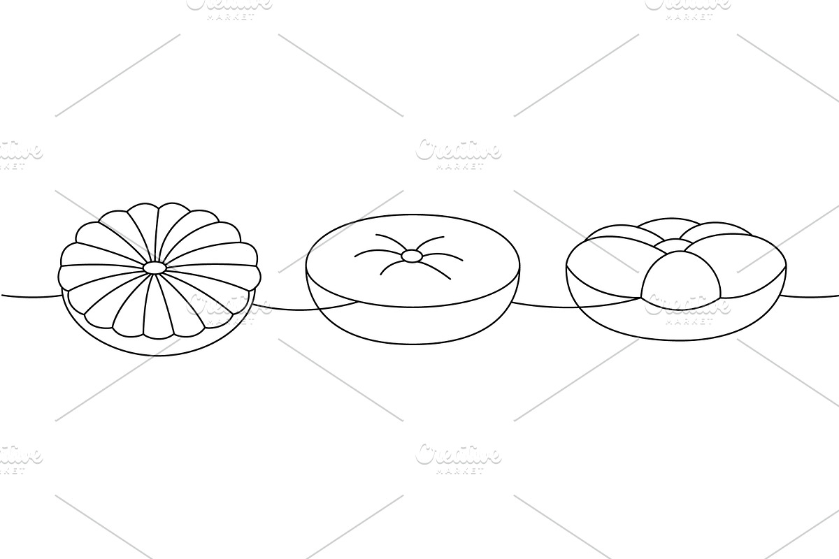 Set of pillows one line continuous, an Object Illustration by GraphiShop