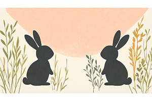 Silhouette bunnies facing each other, an Animal Illustration by Lermont51