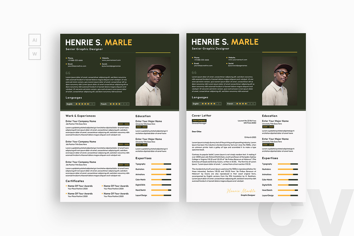 Green Abstract Background Resume, a Resume Template by iDoodle Studio (Photo 1 of 4)