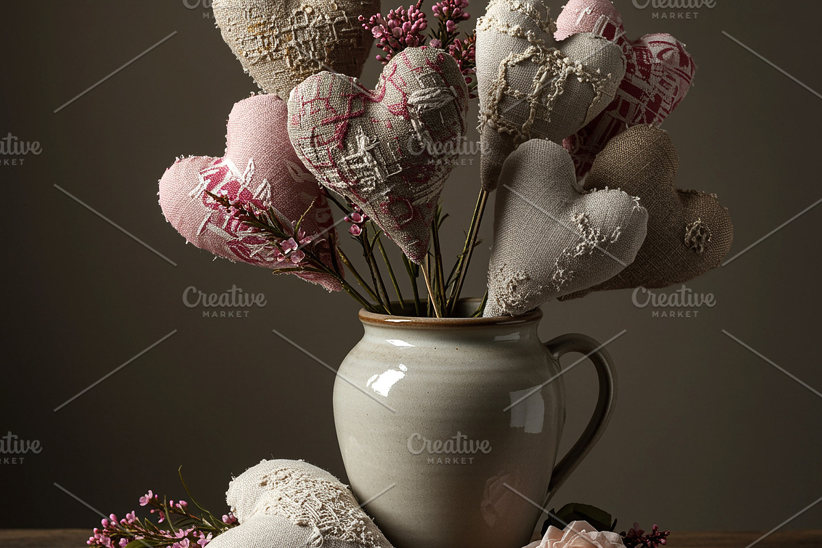 Rustic Bouquet of Linen Hearts, a Holiday Photo by IrinaCzaran (Photo 2 of 2)