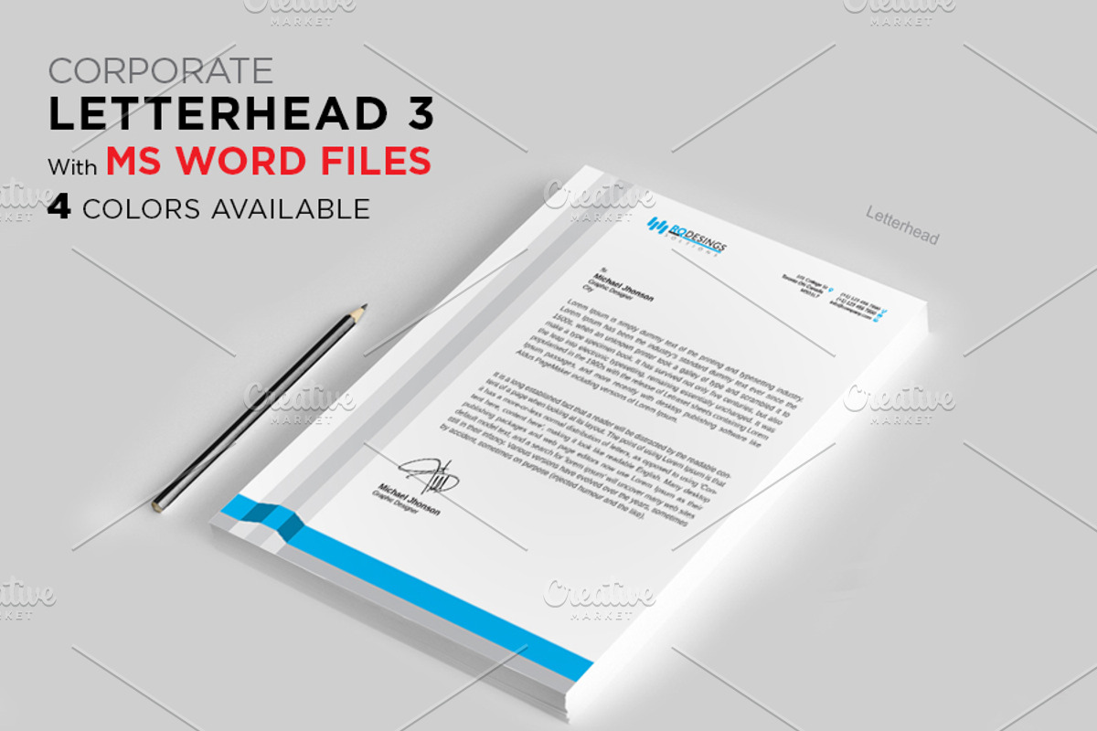 Letterhead 3 with MS Word File, a Stationery Template by RQ Designs (Photo 1 of 4)