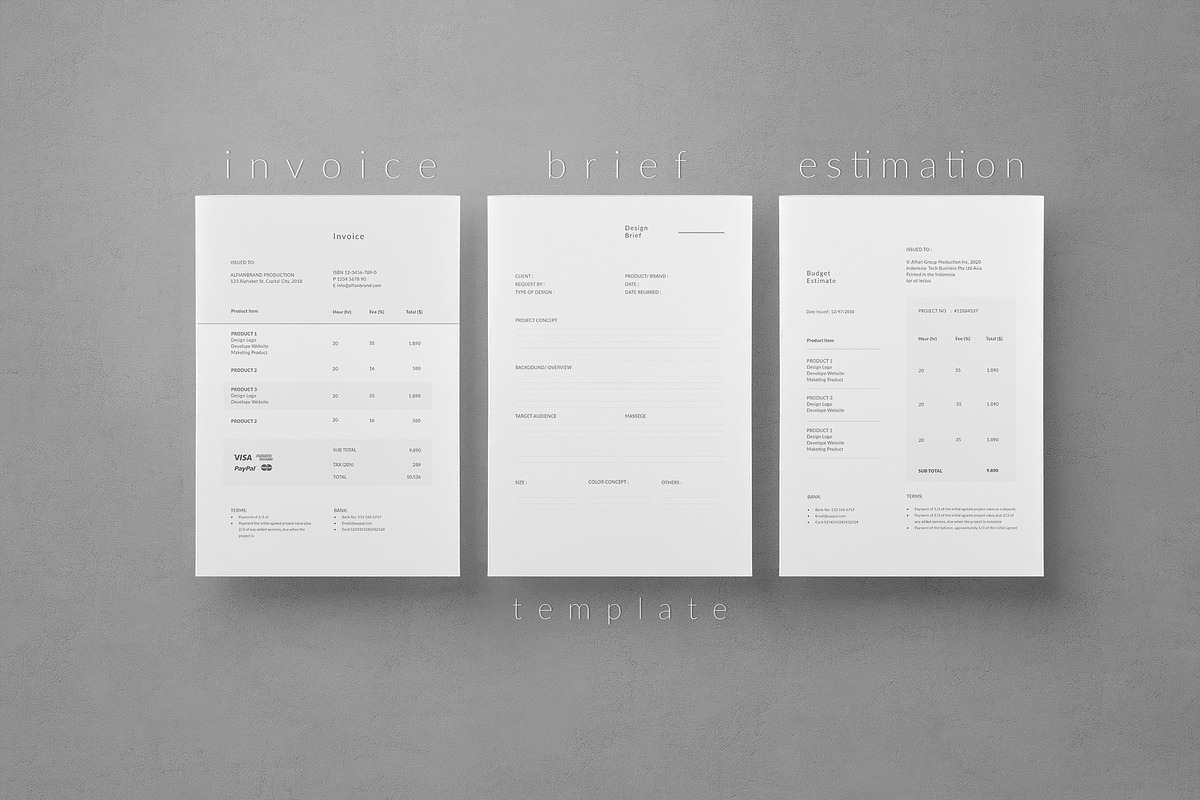 Invoice - Brief - Estimation, a Stationery Template by Proonty