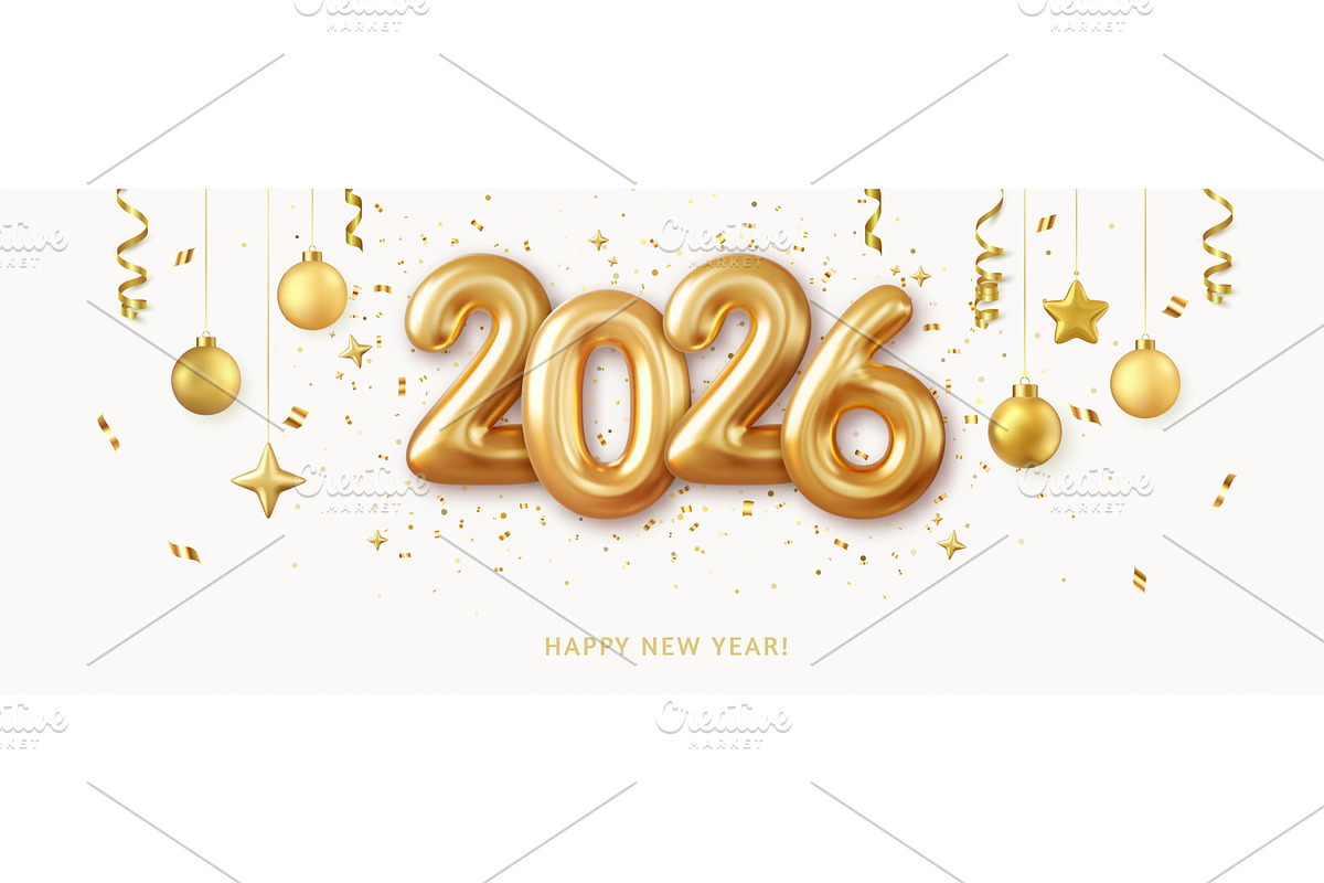 3d Gold Foil Balloons., an Object Illustration by ModVector