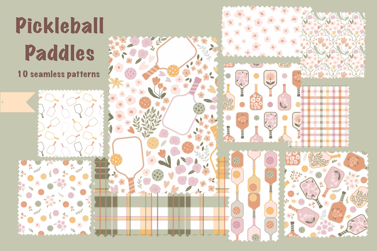 Pickleball paddles pattern set, a Pattern Graphic by Tani Kuzminka (Photo 4 of 13)