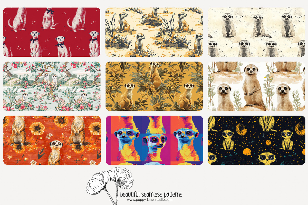 80 meerkat seamless pattern, a Pattern Graphic by Poppy Lane Studio (Photo 7 of 11)