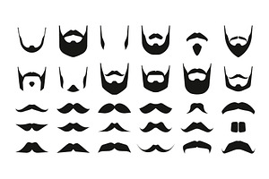 Mustaches And Beards. Hipster Black