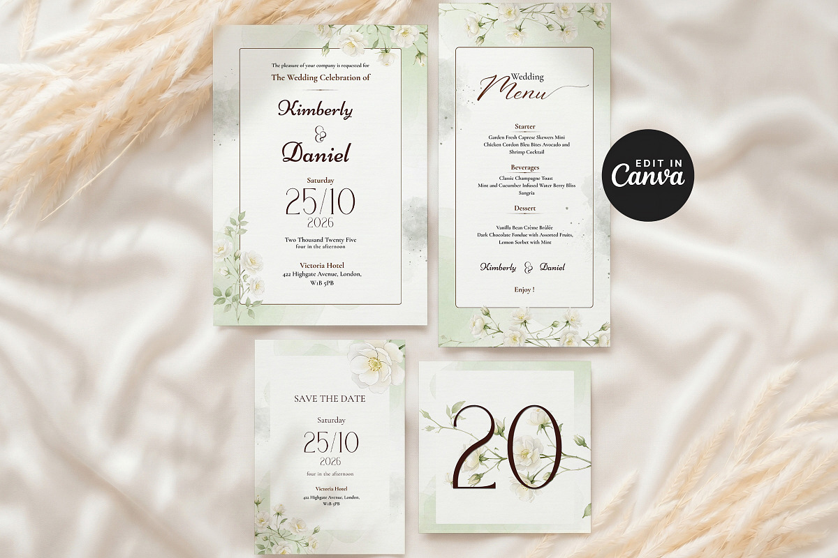 Sage Green Wedding Invitation Suite, an Invitation Template by Arslan (Photo 2 of 6)