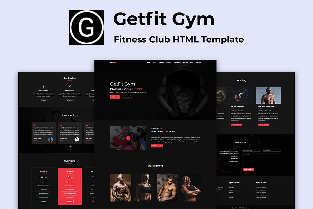 GetFit Gym - Fitness HTML Template, a Bootstrap Template by nandinigraphics (Photo 1 of 3)
