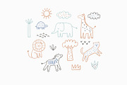Safari Animals Doodle Clipart, a Decorative Illustration by Barkova Nadya (Thumbnail 2 of 6)