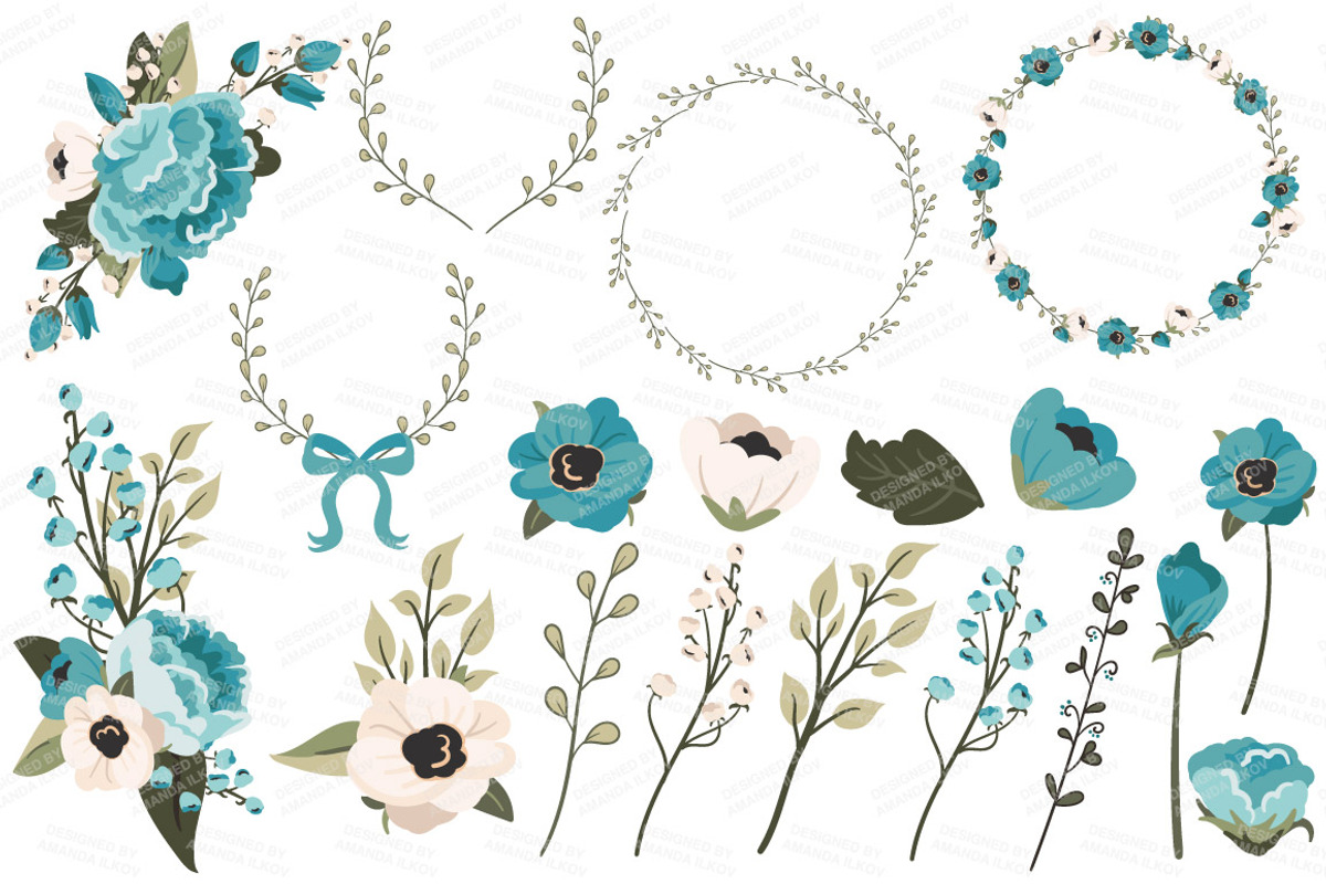 Vintage Blue Vector Bicycle & Flower, an Illustration by Amanda Ilkov (Photo 4 of 5)