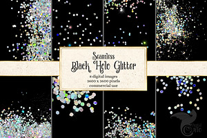 Black Holo Glitter Digital Paper