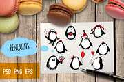 Penguins. Engraving style Love story, an Animal Illustration by Alena Kaz (Thumbnail 2 of 4)