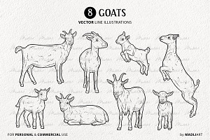 Goat & Baby Goat SVG Clipart Set