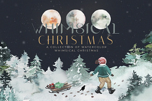 Winter Christmas Watercolor Card Set
