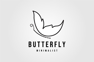 Butterfly Line Art Vector Logo