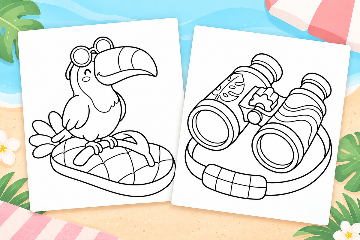 Cutie Summer Coloring Pages Vol. 1, a Seasonal Illustration by Inkivelle Studio (Photo 2 of 3)