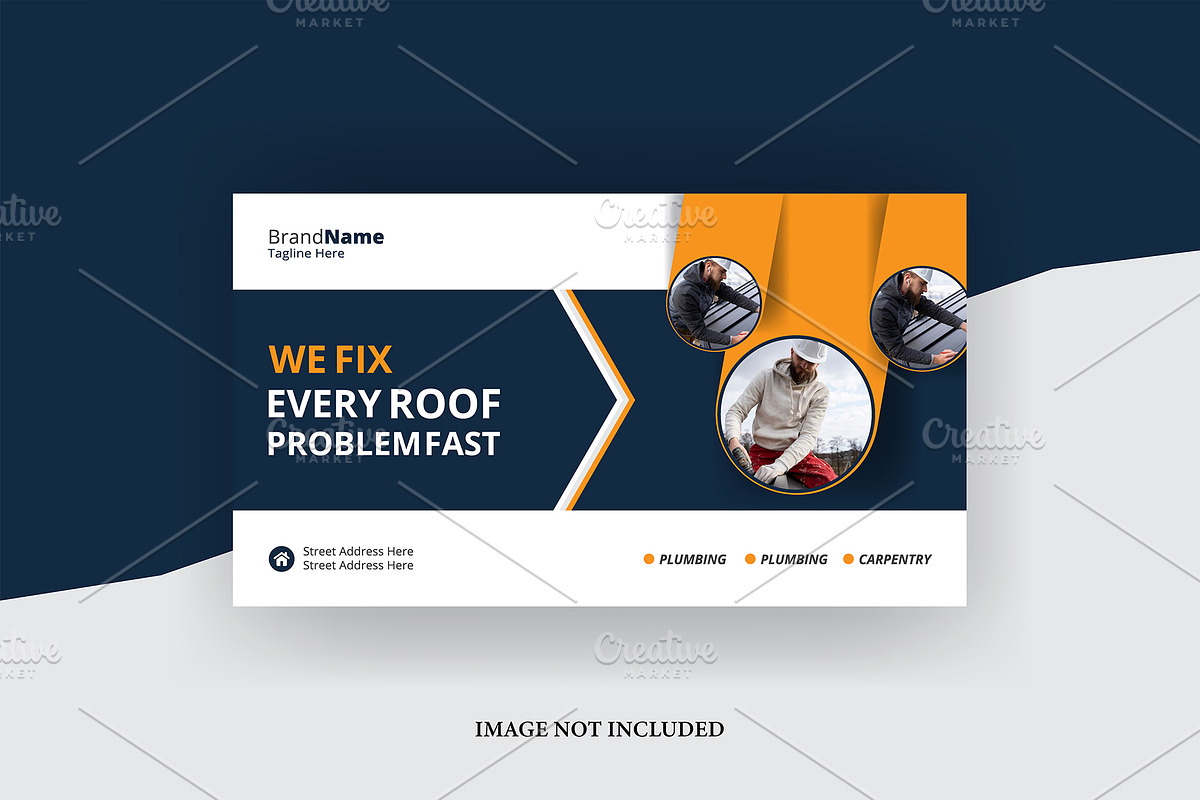 Home Roofing video thumbnail, a Social Media Template by graphics city