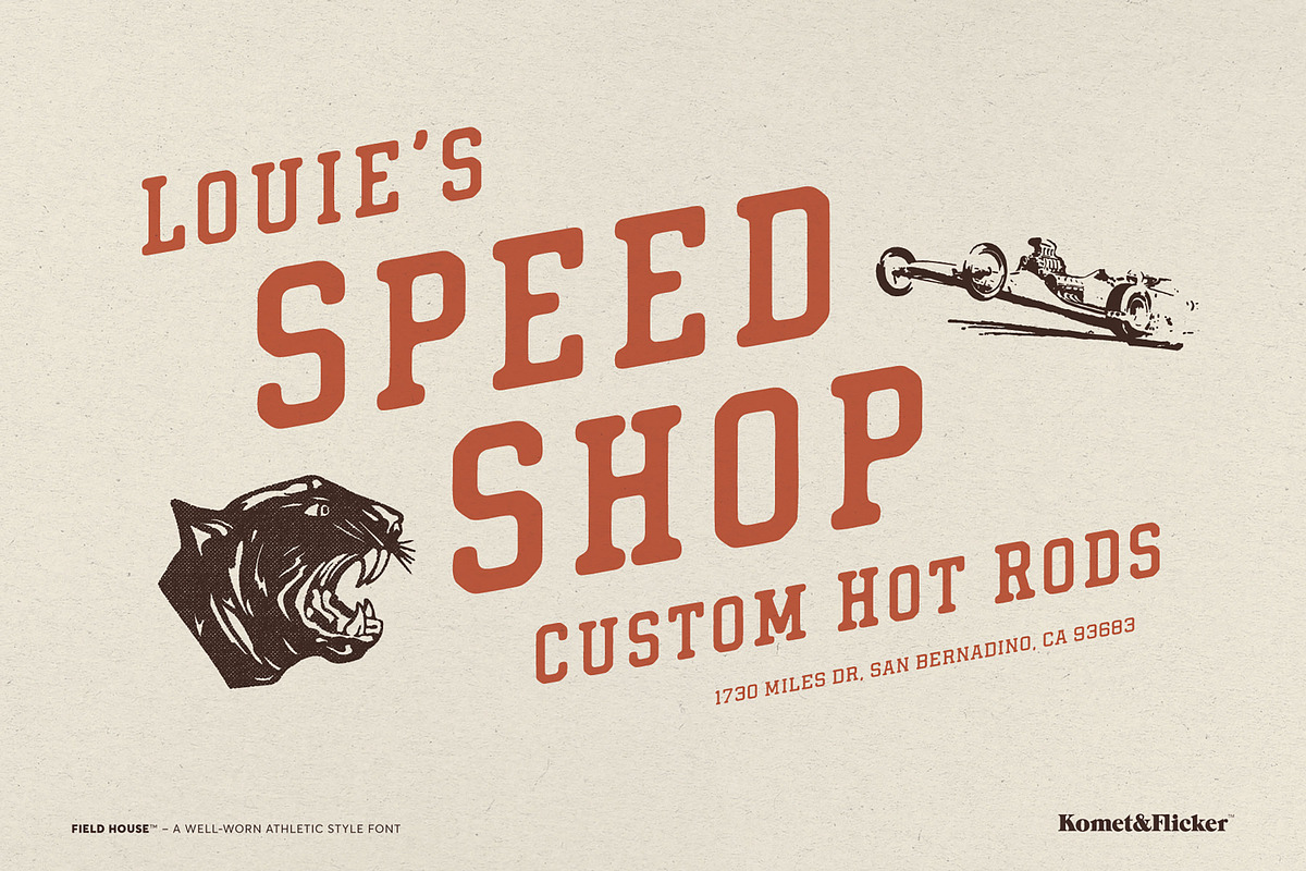Field House – A Rustic Athletic Font, a Font by Komet & Flicker (Photo 9 of 15)
