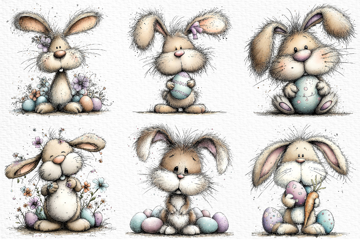 Whimsical Easter Bunny Clipart, an Illustration by Craft Nest (Photo 6 of 11)
